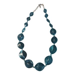 Vintage Green Marbleized Acrylic Graduated Beaded Adjustable Length Necklace 21"